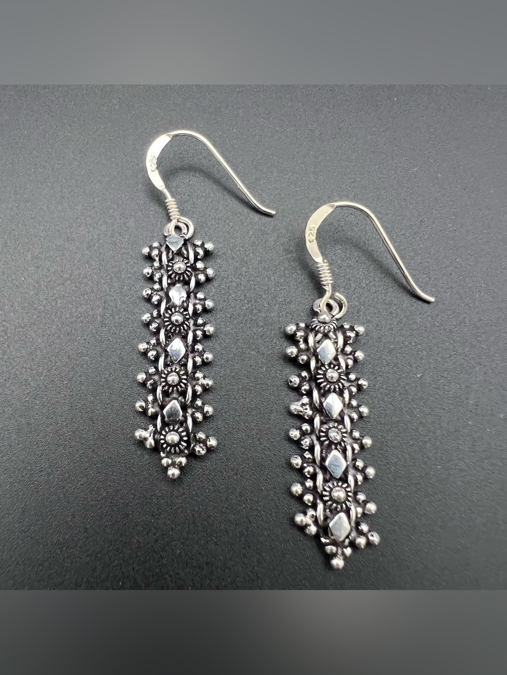 Sterling Silver Hill Tribe Articulated Dangle Earrings
